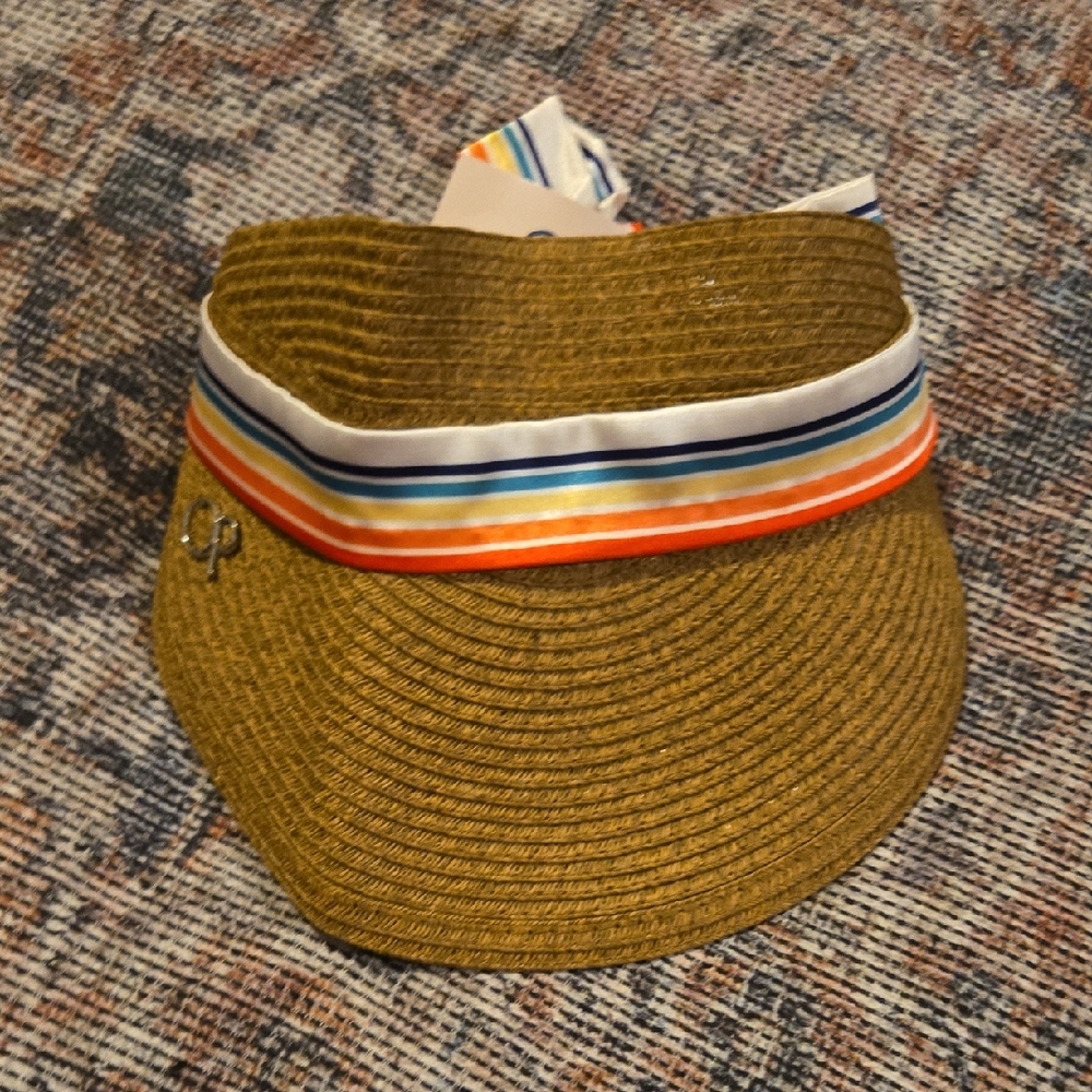 OP Ocean Pacific Women's Straw Visor with Colorful Satin Band